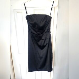 White House Black Market black satin strapless dress